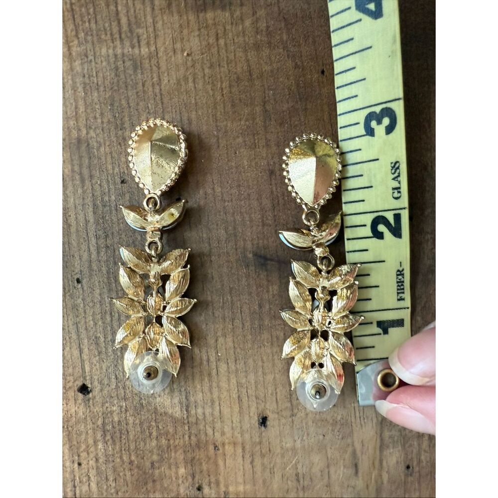 Unsigned Rhinestone Statement Earrings Canary Cha… - image 6